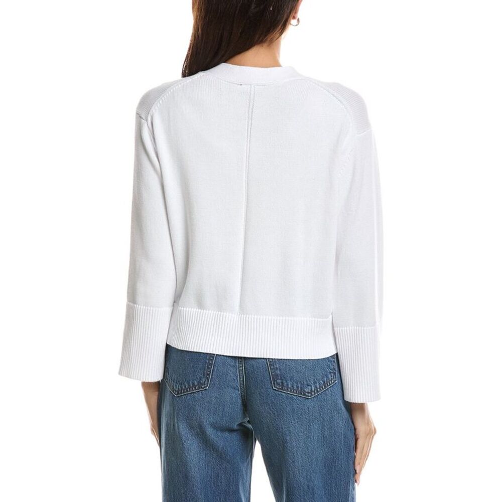 Forte Cashmere Womens  Wide Sleeve Cardigan, White - Picture 2 of 3